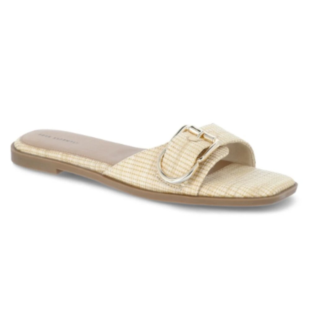 Free Assembly Women's Buckle Raffia Slide Sandals
